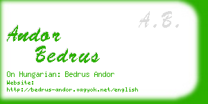 andor bedrus business card